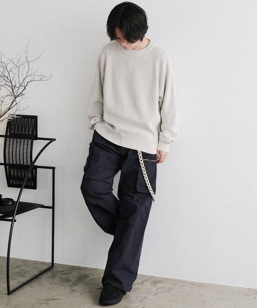 WYM LIDNM（ウィム バイ リドム）の「STANDARD AZE MELANGE KNIT（ニット/セーター・メンズ・ホワイト系/アッシュブラウン/チャコール/キャメル/レッド/グレー系/ダークブラウン・S/M/L）」の9枚目の写真