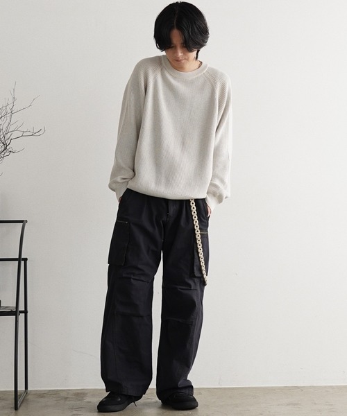 WYM LIDNM（ウィム バイ リドム）の「STANDARD AZE MELANGE KNIT（ニット/セーター・メンズ・ホワイト系/アッシュブラウン/チャコール/キャメル/レッド/グレー系/ダークブラウン・S/M/L）」の11枚目の写真