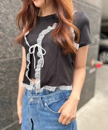 tシャツ ipugo/イプゴ ピグメントレオパード ロゴトップス レディース ipugo tシャツ ipugo/イプゴ ピグメントレオパード ロゴトップス