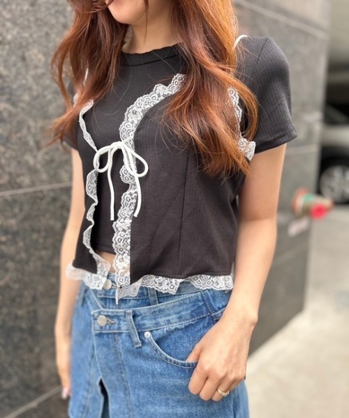 tシャツ ipugo/イプゴ レースキャミソールセット レディース ipugo/イプゴ レースキャミソールセット（Tシャツ/カットソー