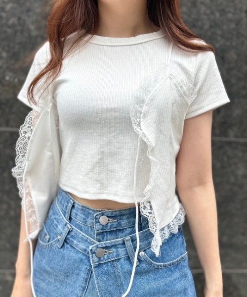 tシャツ ipugo/イプゴ レースキャミソールセット レディース ipugo/イプゴ レースキャミソールセット（Tシャツ/カットソー