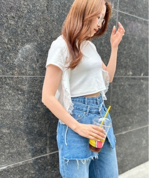 ipugo(イプゴ)の「ipugo/イプゴ レースキャミソールセット 夏物 夏服(Tシャツ/カットソー・レディース・ブラック/ホワイト・FREE)」の15枚目の写真