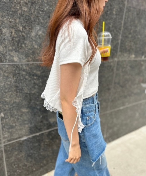 ipugo(イプゴ)の「ipugo/イプゴ レースキャミソールセット 夏物 夏服(Tシャツ/カットソー・レディース・ブラック/ホワイト・FREE)」の16枚目の写真
