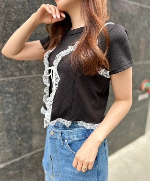 ipugo(イプゴ)の「ipugo/イプゴ レースキャミソールセット 夏物 夏服(Tシャツ/カットソー・レディース・ブラック/ホワイト・FREE)」の20枚目の写真