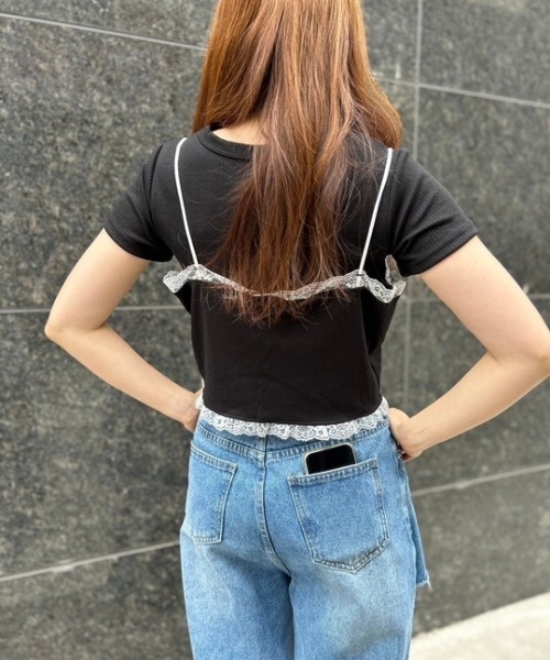 tシャツ ipugo/イプゴ レースキャミソールセット レディース ipugo tシャツ ipugo/イプゴ レースキャミソールセット