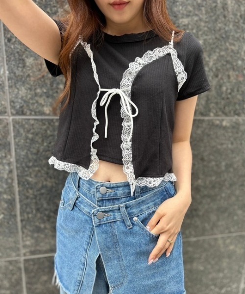 ipugo(イプゴ)の「ipugo/イプゴ レースキャミソールセット 夏物 夏服(Tシャツ/カットソー・レディース・ブラック/ホワイト・FREE)」の19枚目の写真
