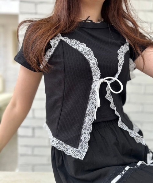 tシャツ ipugo/イプゴ レースキャミソールセット レディース ipugo/イプゴ レースキャミソールセット（Tシャツ/カットソー