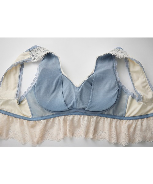 YU'NOW（ユナウ）の「【ゆったりリラックス】まる胸メイクのちゅるんナイトブラ【かわいいレースデザイン】（ナイトブラ・レディース・アイボリー/ブラック/ブルー系・M/S/LL/L）」の18枚目の写真