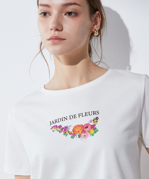 LE SOUK HOLIDAY(ルスークホリデー)の「【接触冷感・UVカット・汗じみ防止】ブーケプリントTシャツ(Tシャツ/カットソー・レディース・オフホワイト/イエロー/ブラック・M/L)」の10枚目の写真