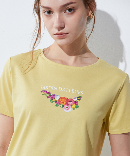 LE SOUK HOLIDAY(ルスークホリデー)の「【接触冷感・UVカット・汗じみ防止】ブーケプリントTシャツ(Tシャツ/カットソー・レディース・オフホワイト/イエロー/ブラック・M/L)」の16枚目の写真