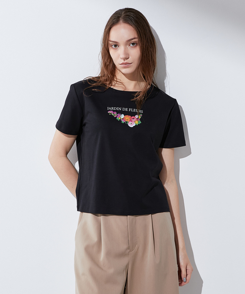 LE SOUK HOLIDAY(ルスークホリデー)の「【接触冷感・UVカット・汗じみ防止】ブーケプリントTシャツ(Tシャツ/カットソー・レディース・オフホワイト/イエロー/ブラック・M/L)」の17枚目の写真