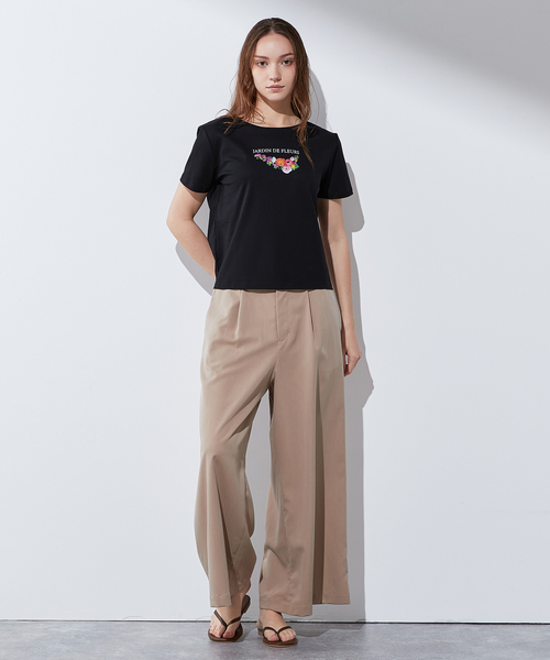 LE SOUK HOLIDAY(ルスークホリデー)の「【接触冷感・UVカット・汗じみ防止】ブーケプリントTシャツ(Tシャツ/カットソー・レディース・オフホワイト/イエロー/ブラック・M/L)」の19枚目の写真