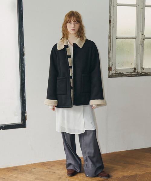 GIUNON(ジウノン)の「adjustable sleeve mouton coat / アジャスタブルスリーブムートンコート(ムートンコート・レディース・ダークブラウン/キャメル/ブラック・FREE)」の18枚目の写真