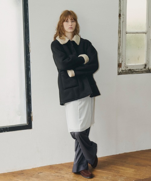 GIUNON(ジウノン)の「adjustable sleeve mouton coat / アジャスタブルスリーブムートンコート(ムートンコート・レディース・ダークブラウン/キャメル/ブラック・FREE)」の19枚目の写真