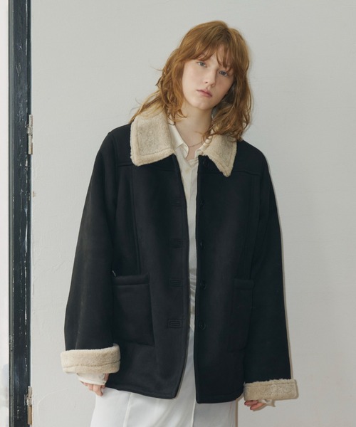 GIUNON(ジウノン)の「adjustable sleeve mouton coat / アジャスタブルスリーブムートンコート(ムートンコート・レディース・ダークブラウン/キャメル/ブラック・FREE)」の20枚目の写真