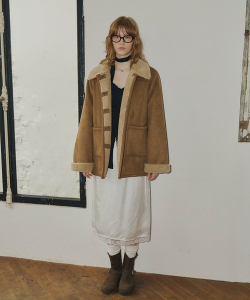 GIUNON（ジウノン）の「adjustable sleeve mouton coat