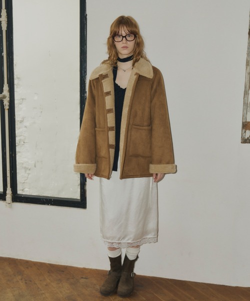 GIUNON（ジウノン）の「adjustable sleeve mouton coat 