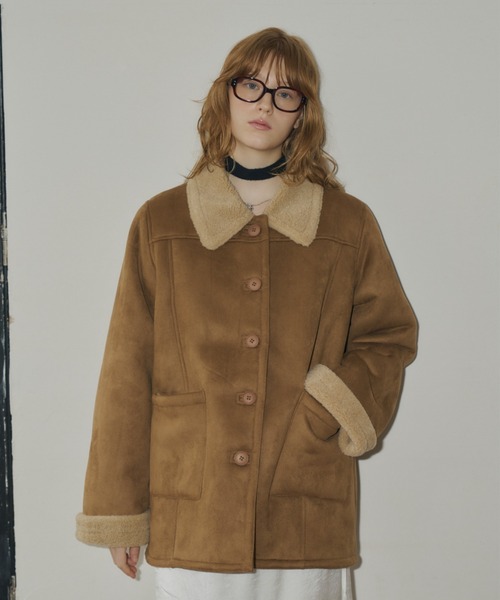 GIUNON(ジウノン)の「adjustable sleeve mouton coat / アジャスタブルスリーブムートンコート(ムートンコート・レディース・ダークブラウン/キャメル/ブラック・FREE)」の15枚目の写真