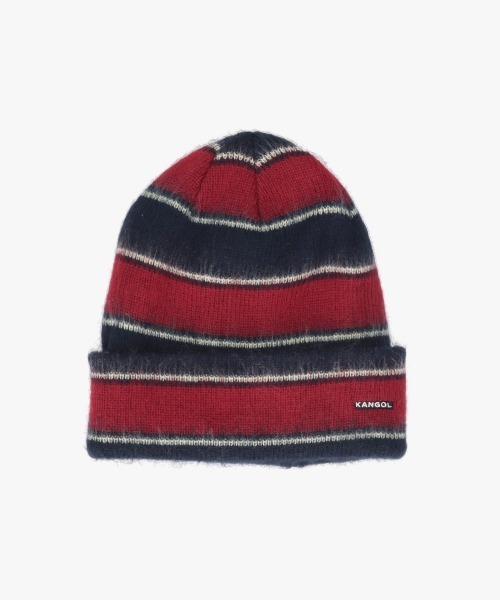 KANGOL（カンゴール）の「KANGOL FUZZY STRIPE BEANIE / カンゴール（ニットキャップ/ビーニー・レディース・ブラック/ピンク/グリーン/ネイビー/ブラウン・ONE SIZE）」の4枚目の写真