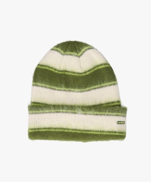 KANGOL（カンゴール）の「KANGOL FUZZY STRIPE BEANIE / カンゴール（ニットキャップ/ビーニー・レディース・ブラック/ピンク/グリーン/ネイビー/ブラウン・ONE SIZE）」の3枚目の写真