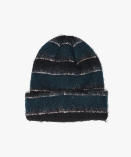 KANGOL（カンゴール）の「KANGOL FUZZY STRIPE BEANIE / カンゴール（ニットキャップ/ビーニー・レディース・ブラック/ピンク/グリーン/ネイビー/ブラウン・ONE SIZE）」の7枚目の写真