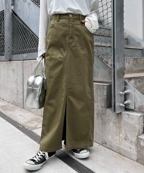 BLAMINK チノスリットスカート RANAN スカート チノライクフロントスリットタイトスカート