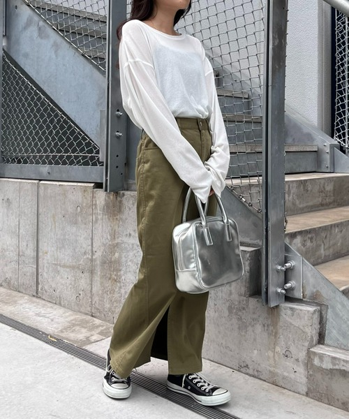 CIAOPANIC TYPY（チャオパニックティピー）の「フェードカラーチノIラインスリットスカート（スカート・レディース・チャコールグレー/カーキ/ベージュ・SMALL/MEDIUM）」の11枚目の写真