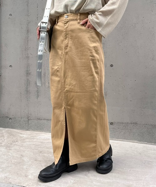 CIAOPANIC TYPY（チャオパニックティピー）の「フェードカラーチノIラインスリットスカート（スカート・レディース・チャコールグレー/カーキ/ベージュ・SMALL/MEDIUM）」の7枚目の写真