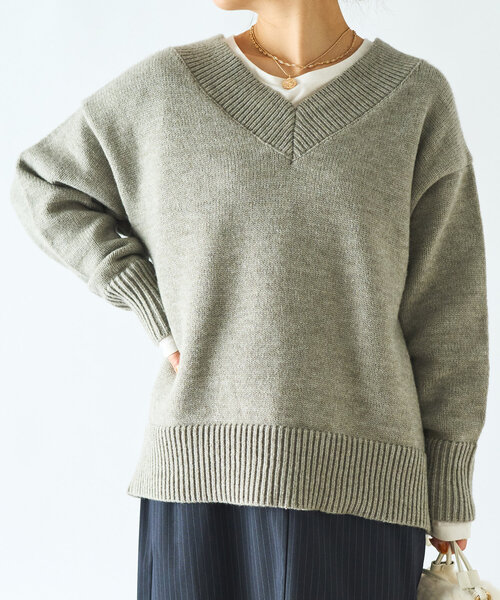 un dix cors（アンディコール）の「《デコルテのキレイ見せ》ワイドリブルーズニット（ニット/セーター・レディース・グレー/ブラック/ホワイト/レッド・FREE）」の22枚目の写真