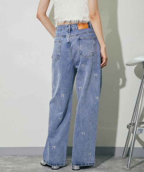 ANOTHER S（アナザーエス）の「リボン刺繍ワイドデニムパンツ（デニムパンツ・レディース・ブルー・S/M/L）」の7枚目の写真