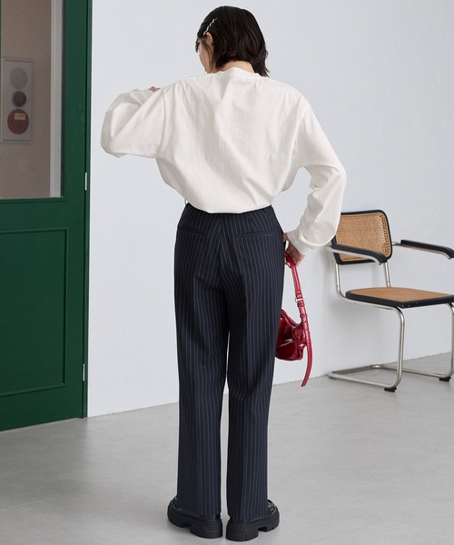 KANGOL（カンゴール）の「KANGOL/カンゴール 別注 ロゴ ワンポイント刺繍 オーバーサイズ長袖Tシャツ（Tシャツ/カットソー・メンズ・ブラック/ダークネイビー/ダークブラウン/ブラック系/チャコール/オフホワイト/グレー系/グレイッシュベージュ/ワイン系/グレイッシュブルー/オートミール/モカ/レッド系/ダークグリーン・L/M/S/XL）」の22枚目の写真