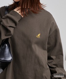 KANGOL（カンゴール）の「KANGOL/カンゴール 別注 ロゴ ワンポイント刺繍 オーバーサイズ長袖Tシャツ（Tシャツ/カットソー）」