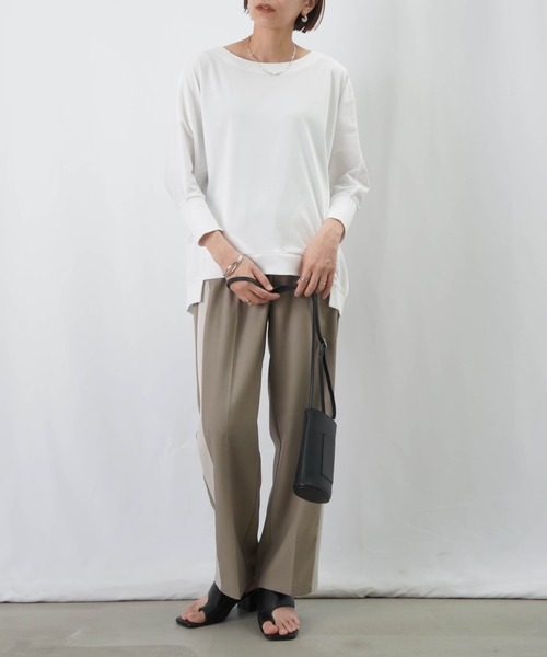 LUCA/LADY LUCK LUCA(ルカ/レディラックルカ)の「LC/LLL シルケットワイドプルオーバー / 七分袖ドルマンプルオーバー(Tシャツ/カットソー・レディース・ブラック/オフホワイト/キャメル・FREE)」の8枚目の写真