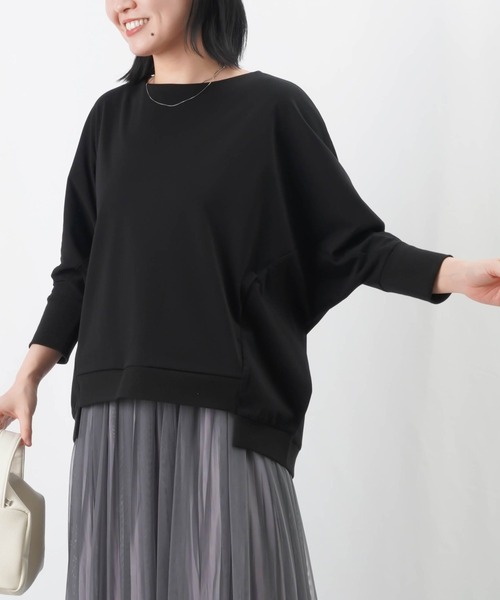 LUCA/LADY LUCK LUCA(ルカ/レディラックルカ)の「LC/LLL シルケットワイドプルオーバー / 七分袖ドルマンプルオーバー(Tシャツ/カットソー・レディース・ブラック/オフホワイト/キャメル・FREE)」の10枚目の写真
