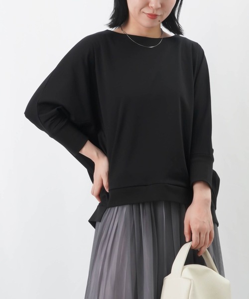 LUCA/LADY LUCK LUCA(ルカ/レディラックルカ)の「LC/LLL シルケットワイドプルオーバー / 七分袖ドルマンプルオーバー(Tシャツ/カットソー・レディース・ブラック/オフホワイト/キャメル・FREE)」の14枚目の写真