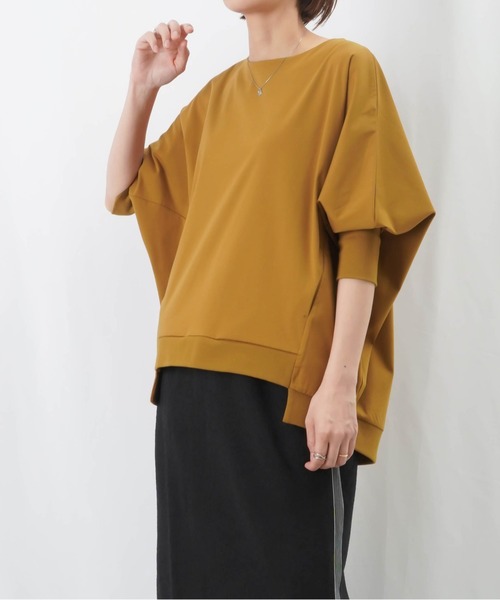LUCA/LADY LUCK LUCA(ルカ/レディラックルカ)の「LC/LLL シルケットワイドプルオーバー / 七分袖ドルマンプルオーバー(Tシャツ/カットソー・レディース・ブラック/オフホワイト/キャメル・FREE)」の19枚目の写真
