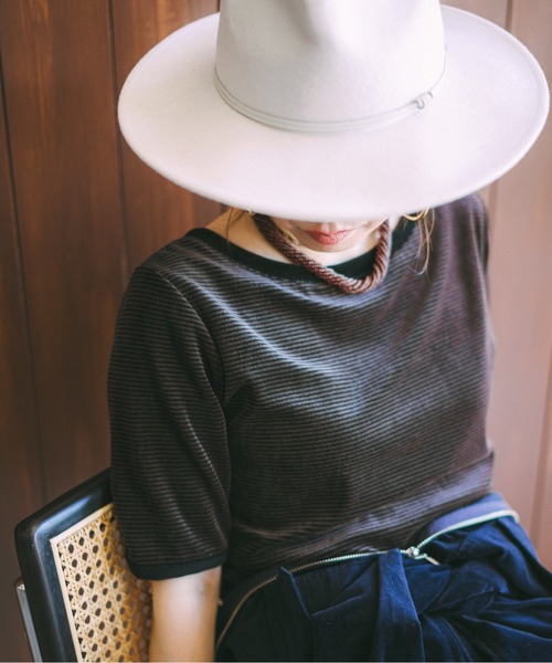 oll（オール）の「Perfect 2way velour border（Tシャツ/カットソー・レディース・グリーン系その他/ブラウン系その他・FREE）」の2枚目の写真