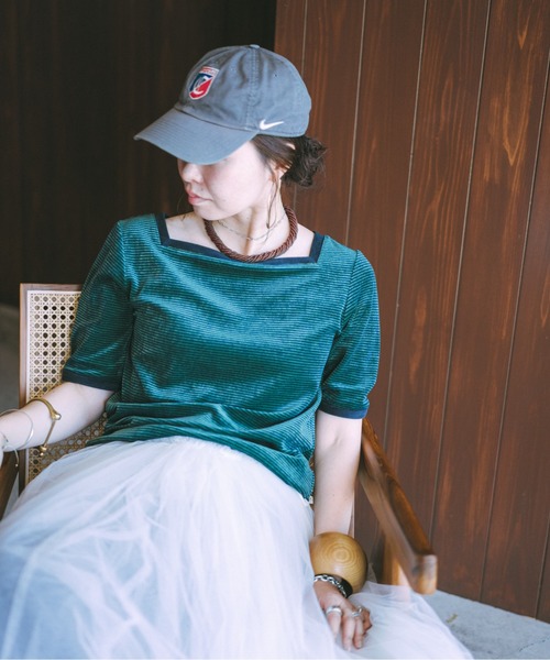 oll（オール）の「Perfect 2way velour border（Tシャツ/カットソー