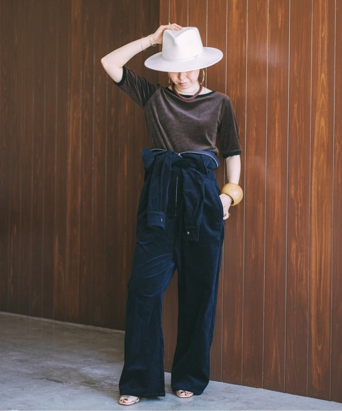 oll（オール）の「Perfect 2way velour border（Tシャツ/カットソー