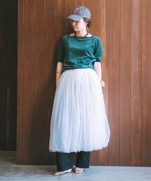 oll（オール）の「Perfect 2way velour border（Tシャツ/カットソー