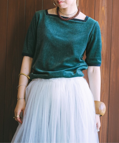 oll（オール）の「Perfect 2way velour border（Tシャツ/カットソー・レディース・グリーン系その他/ブラウン系その他・FREE）」の19枚目の写真