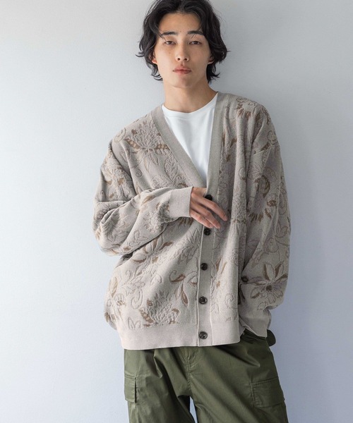 LOWRYS FARM（ローリーズファーム）の「モールジャガードカーデ 132976（カーディガン/ボレロ・メンズ・グレー/ブルー/ネイビー・FREE）」の2枚目の写真