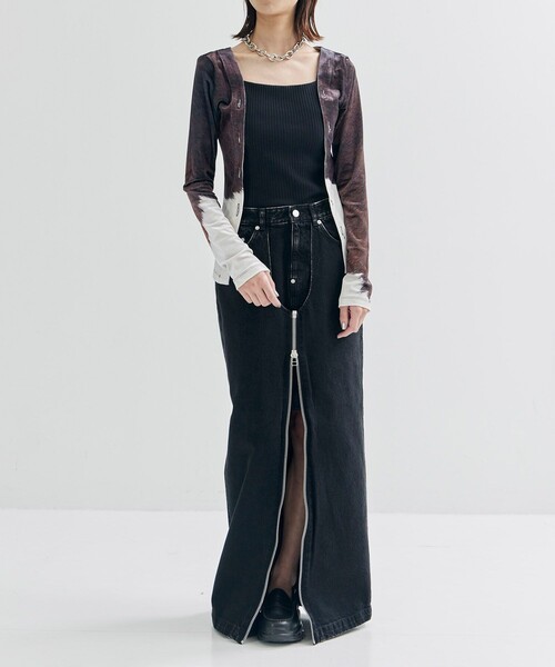 YOHEI OHNO（ヨウヘイオオノ）の「【YOHEI OHNO/ヨウヘイオオノ】Stmacher Cowhide Velor Top/ベロアトップス（Tシャツ/カットソー・レディース・マルチ・36）」の4枚目の写真