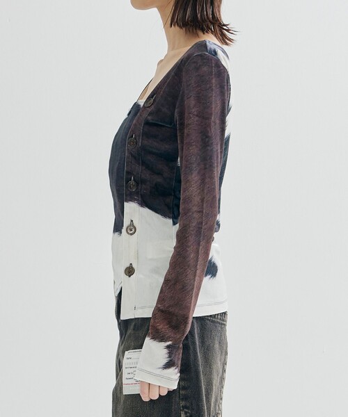 YOHEI OHNO（ヨウヘイオオノ）の「【YOHEI OHNO/ヨウヘイオオノ】Stmacher Cowhide Velor Top/ベロアトップス（Tシャツ/カットソー・レディース・マルチ・36）」の6枚目の写真