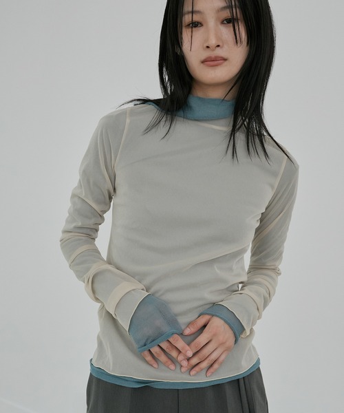 【セール】ハイネックシアートップ / High Neck Sheer Top（Tシャツ/カットソー）｜LE CIEL BLEU（ルシェルブルー）