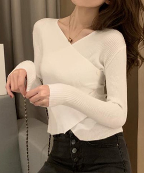 Miniministore(ミニミニストア)の「リブニット レディース カシュクール風(ニット/セーター・レディース・ベージュ/モカ/ホワイト/ブラック・FREE)」の8枚目の写真