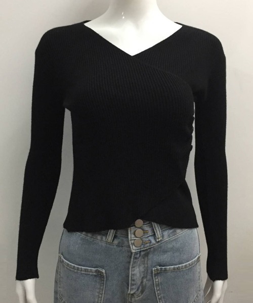 Miniministore(ミニミニストア)の「リブニット レディース カシュクール風(ニット/セーター・レディース・ベージュ/モカ/ホワイト/ブラック・FREE)」の12枚目の写真