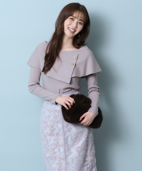 JUSGLITTY（ジャスグリッティー）の「モール刺繍タイトスカート（スカート・レディース・ライトグレー/ベージュ系その他/ライトパープル・1/2/0）」の7枚目の写真