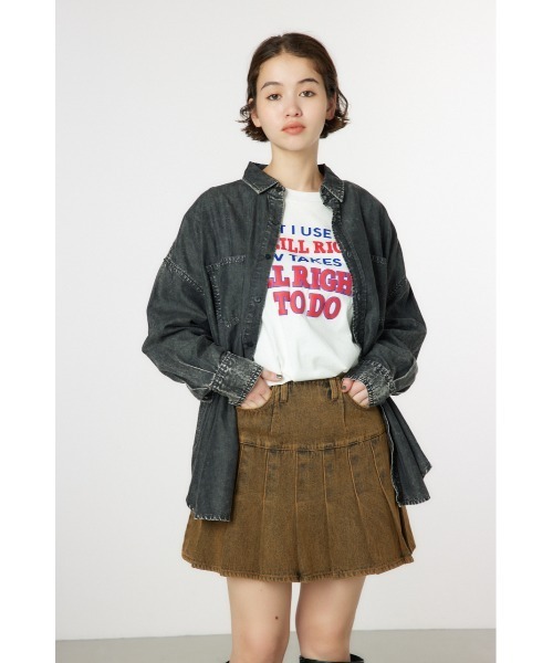 RODEO CROWNS WIDE BOWL（ロデオクラウンズワイドボウル）の「ケミカルウォッシュシャツ（シャツ/ブラウス・レディース・ブラック/ブルー/ライトピンク・FREE）」の4枚目の写真