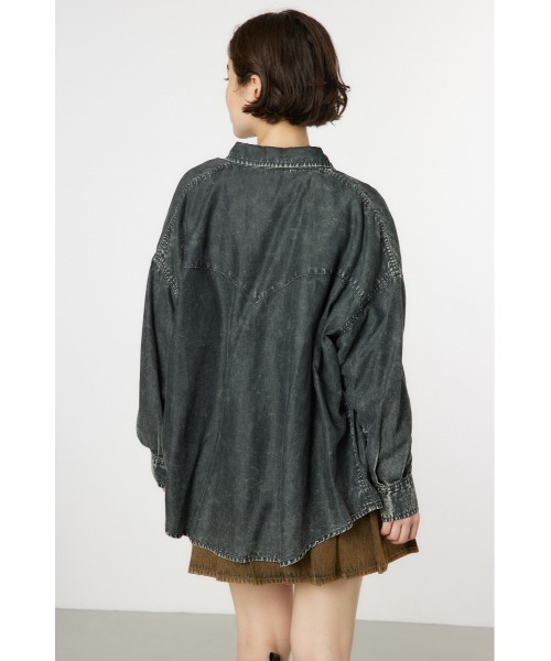 RODEO CROWNS WIDE BOWL（ロデオクラウンズワイドボウル）の「ケミカルウォッシュシャツ（シャツ/ブラウス・レディース・ブラック/ブルー/ライトピンク・FREE）」の7枚目の写真